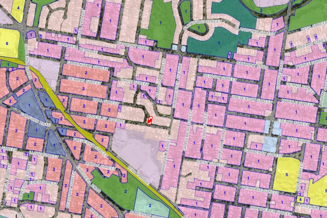Brisbane property zoning map showing surrounding land uses.