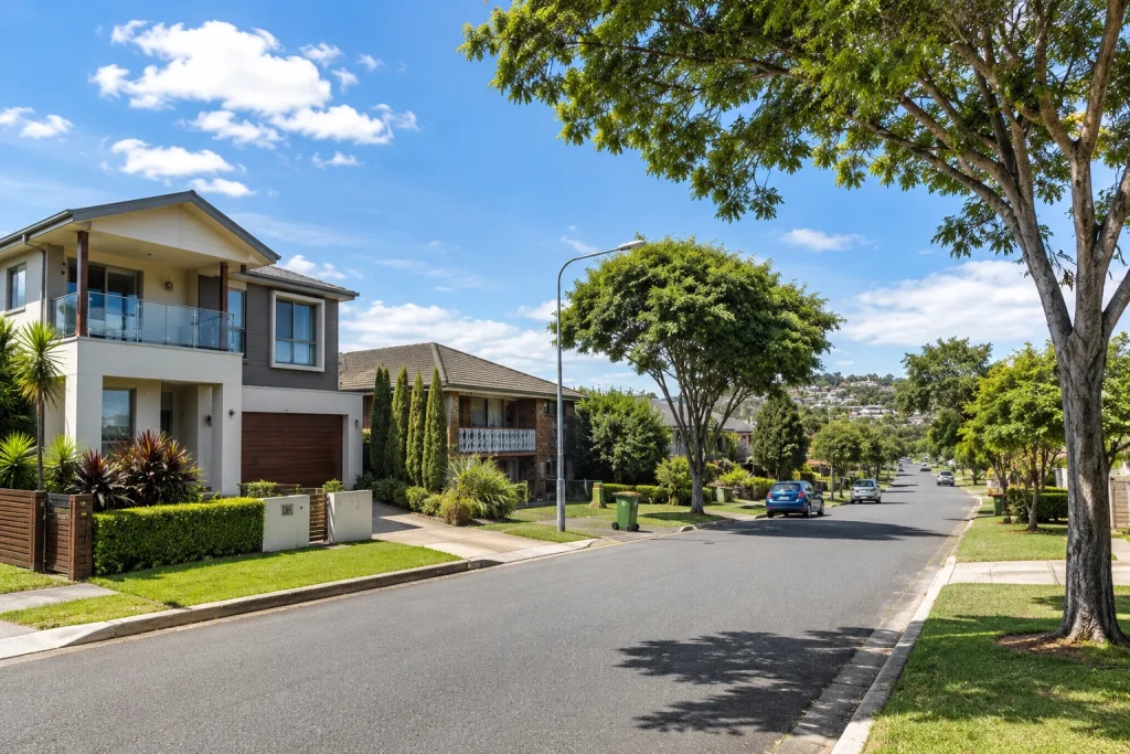Stafford Heights Brisbane homes on leafy residential street.
