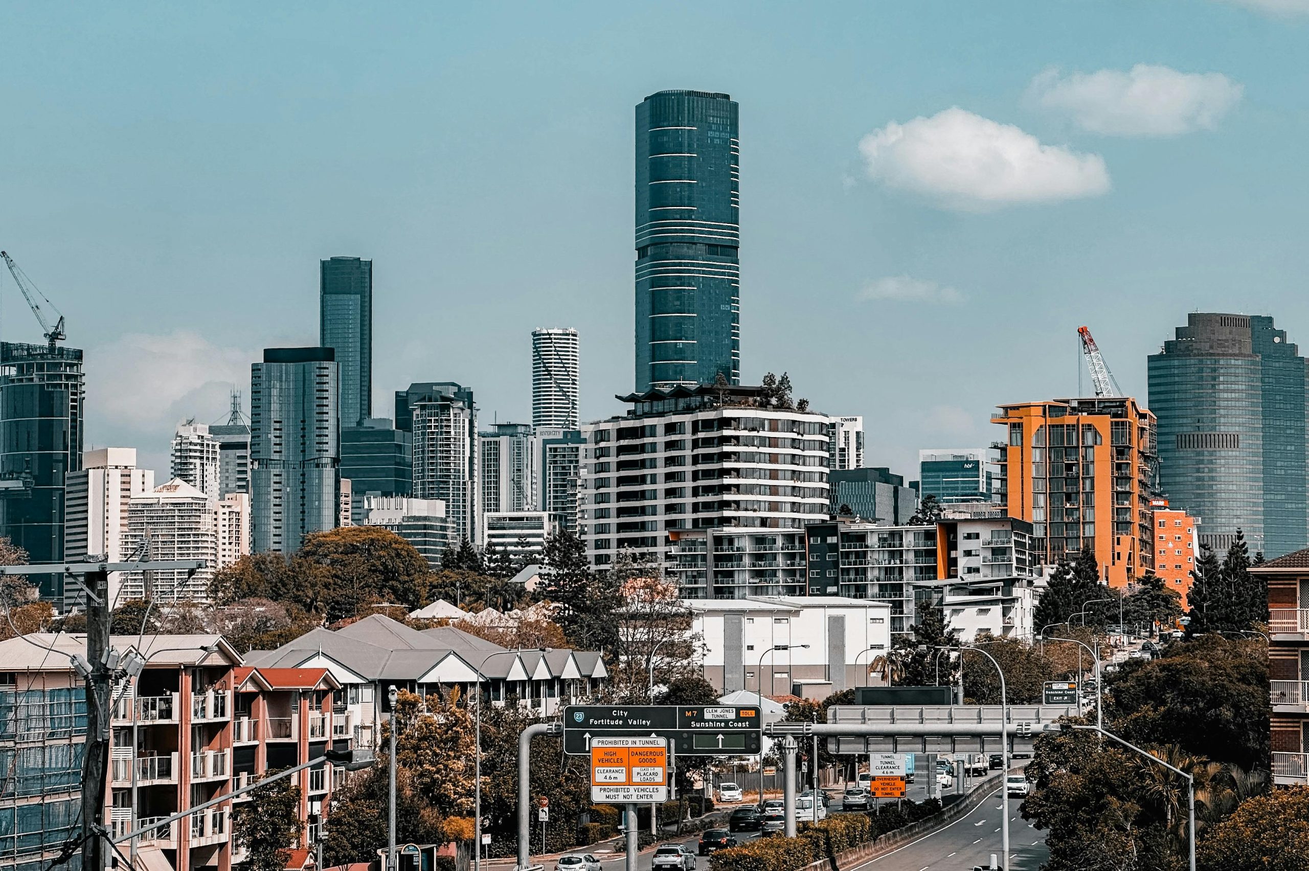 Brisbane city skyline viewed from New Farm