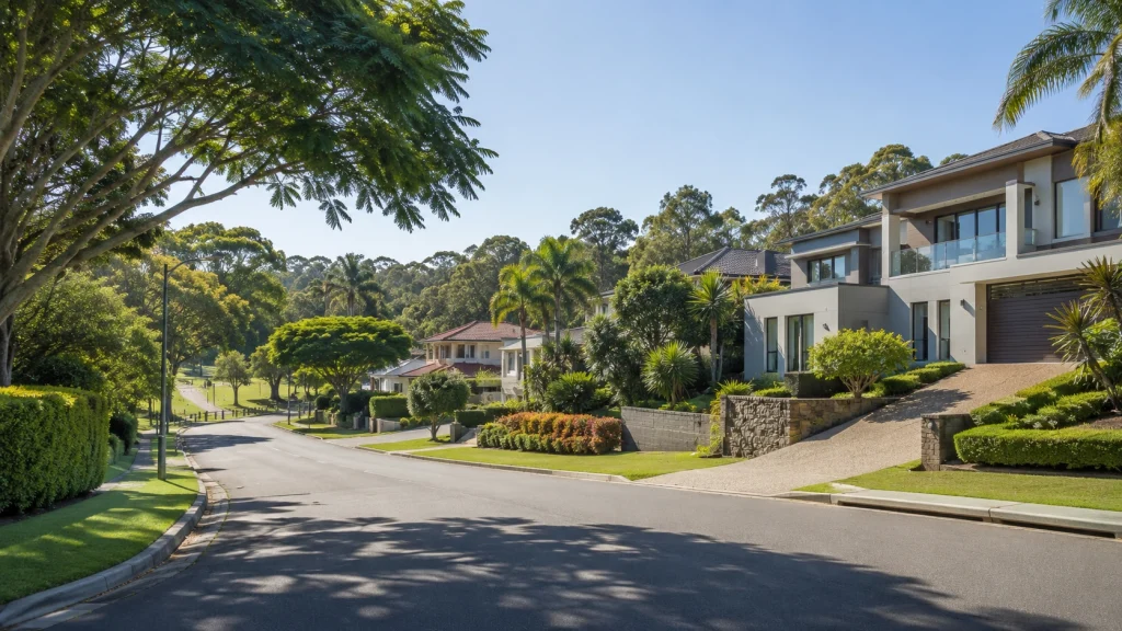 Modern homes in Carindale Brisbane residential street.