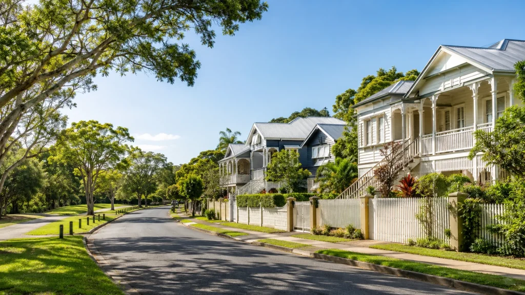 Gordon Park Brisbane Queenslander homes on leafy street.
